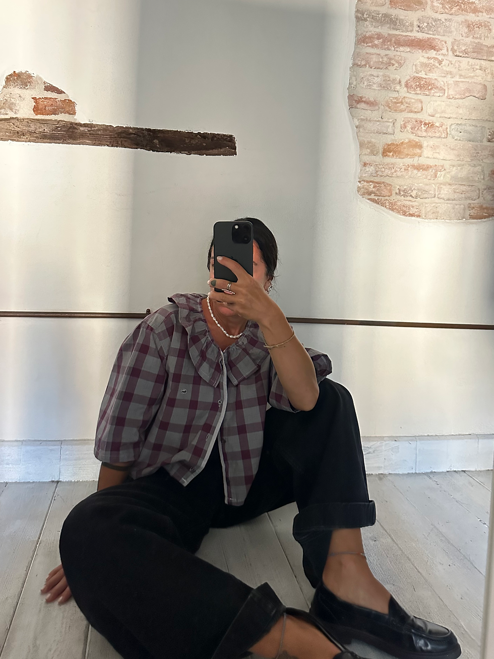 Lacoste checked collar shirt