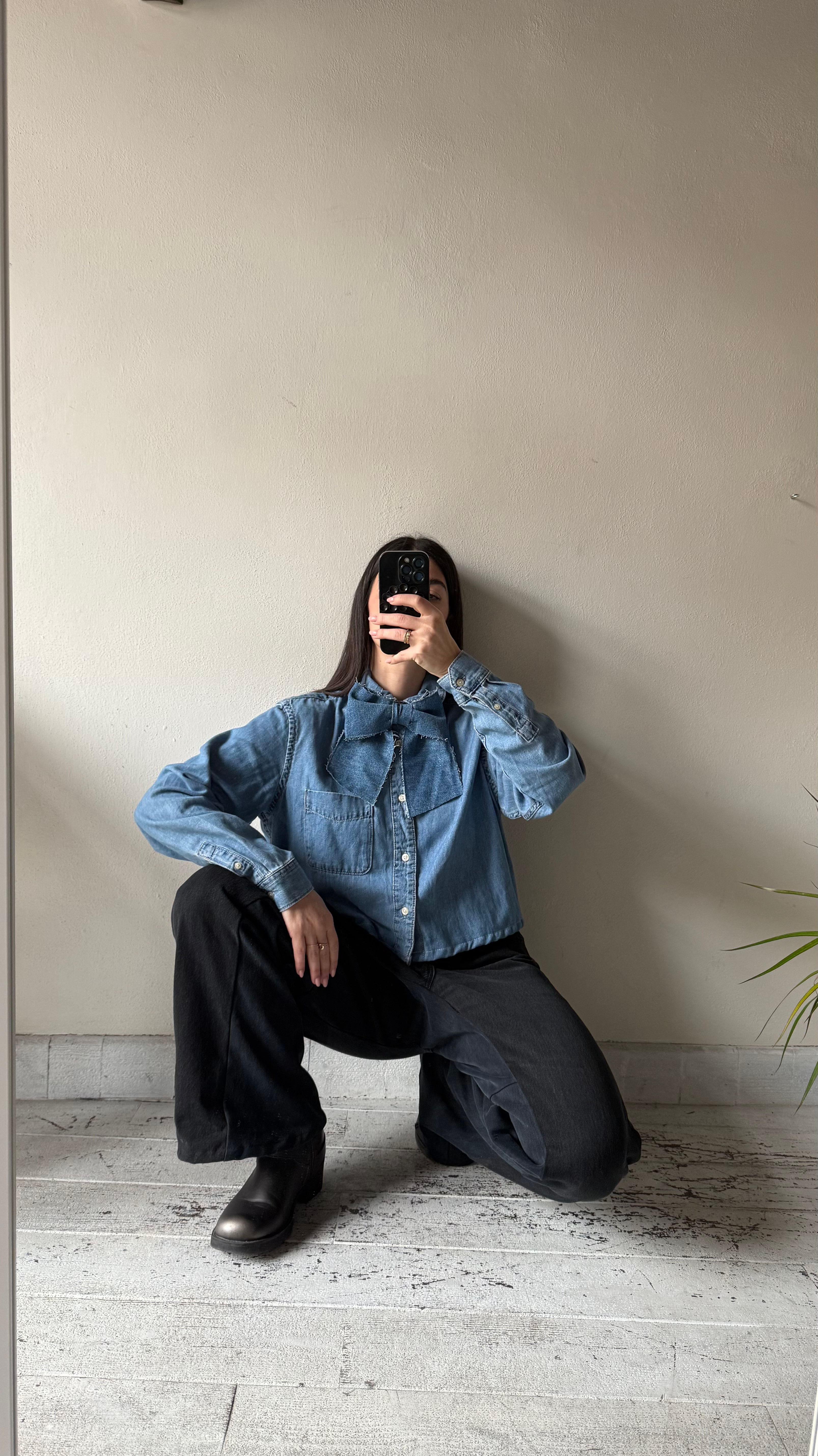 Denim papillon upcycling shirt