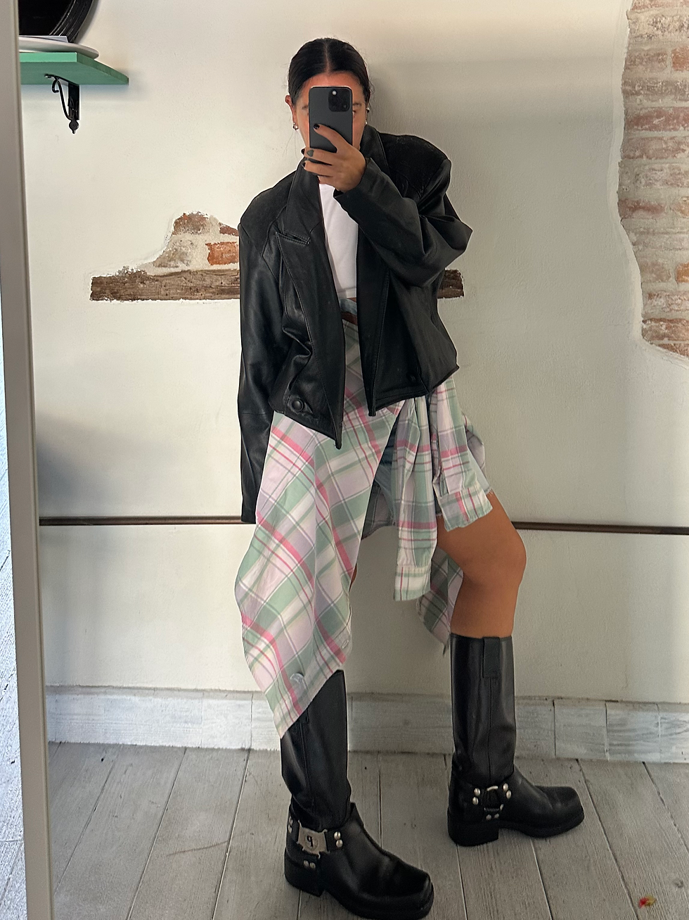 Real leather black cropped jacket