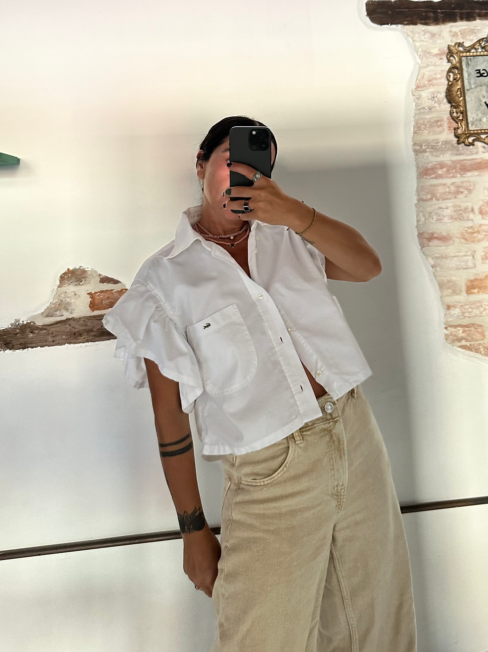 White Lacoste butterfly shirt