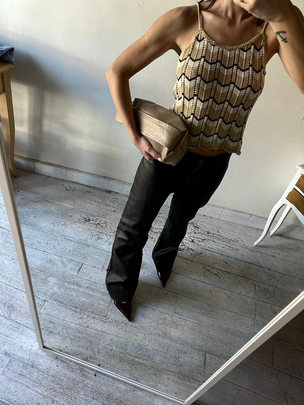 Miniatura: Real leather mid -rise pants 