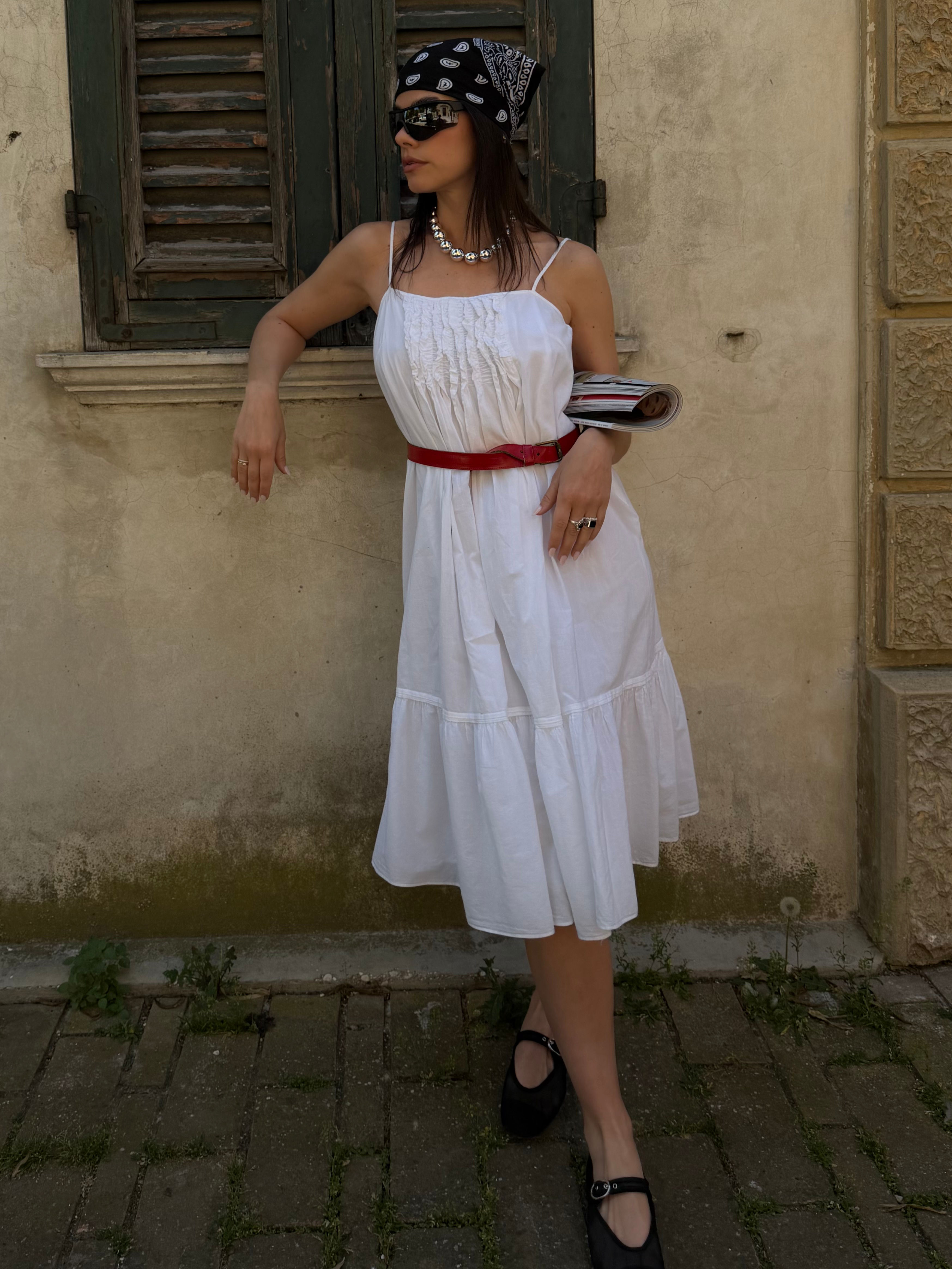 Pure cotton white midi dress