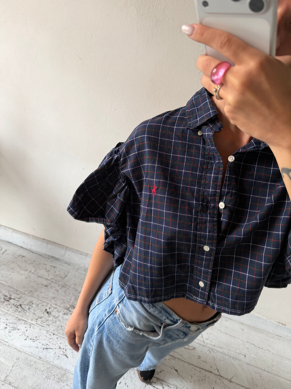 Miniatura: Ralph Lauren blue night butterfly shirt
