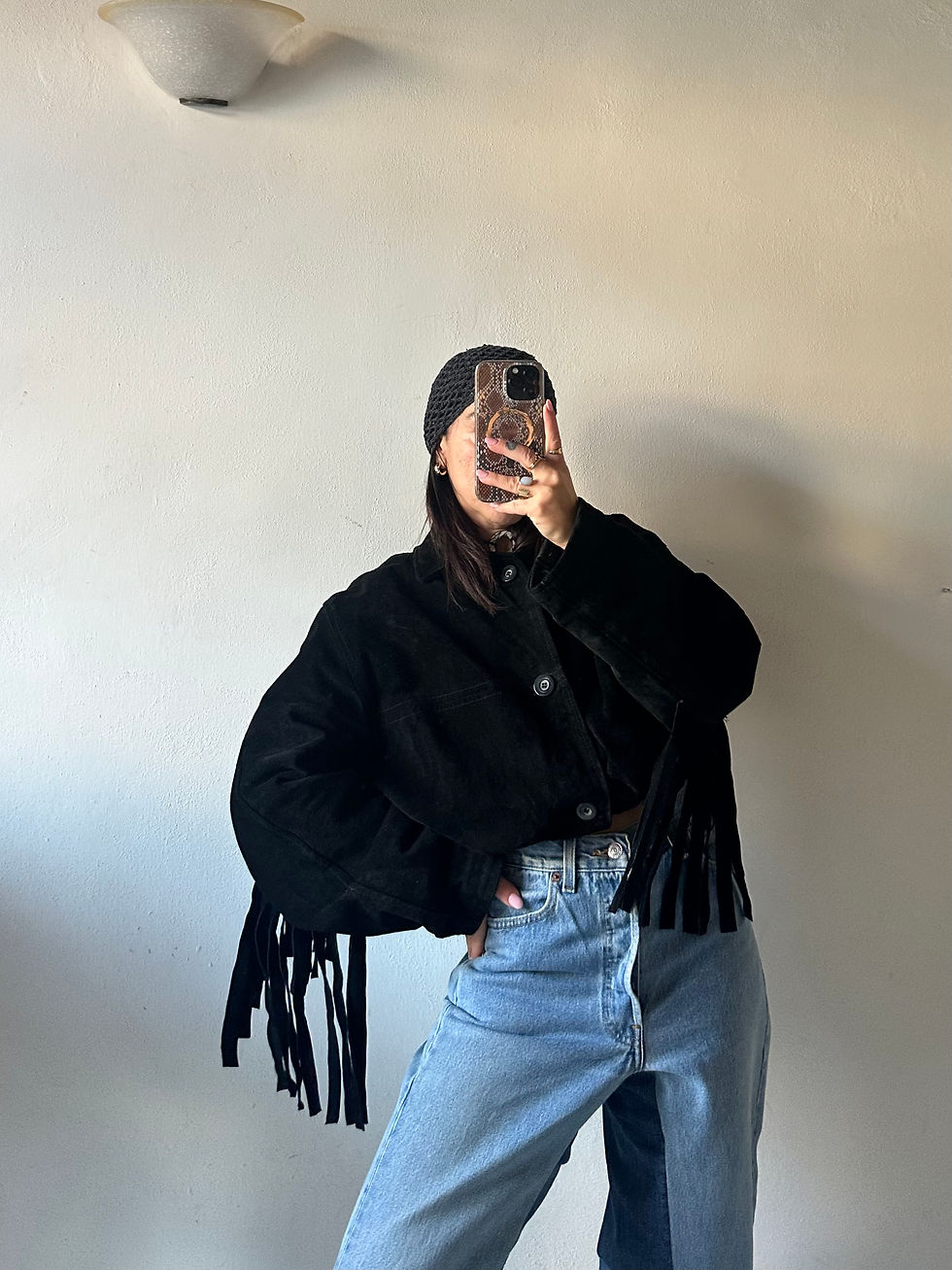 Miniatura: Real suede black bomber 