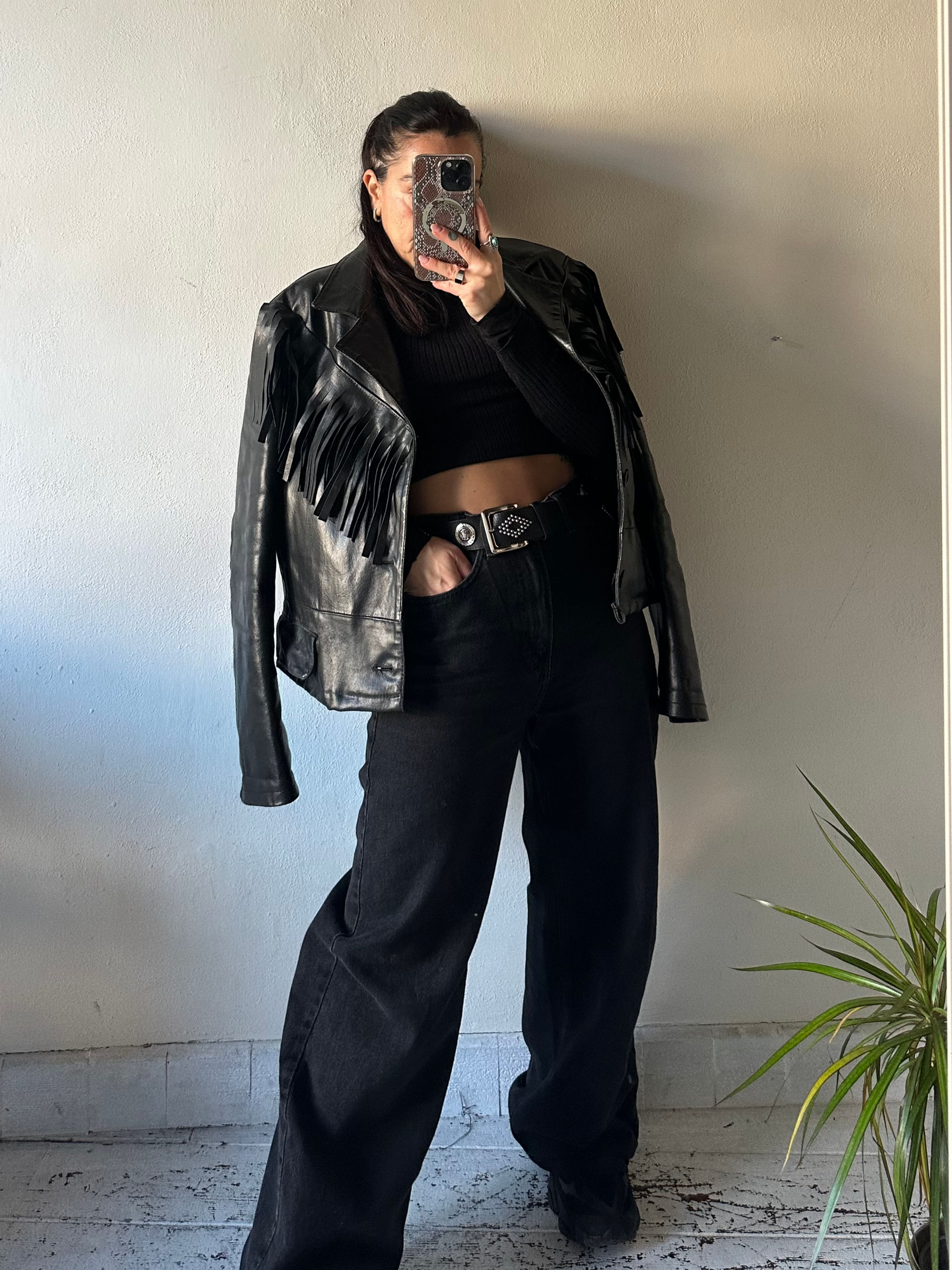 Real leather black jacket