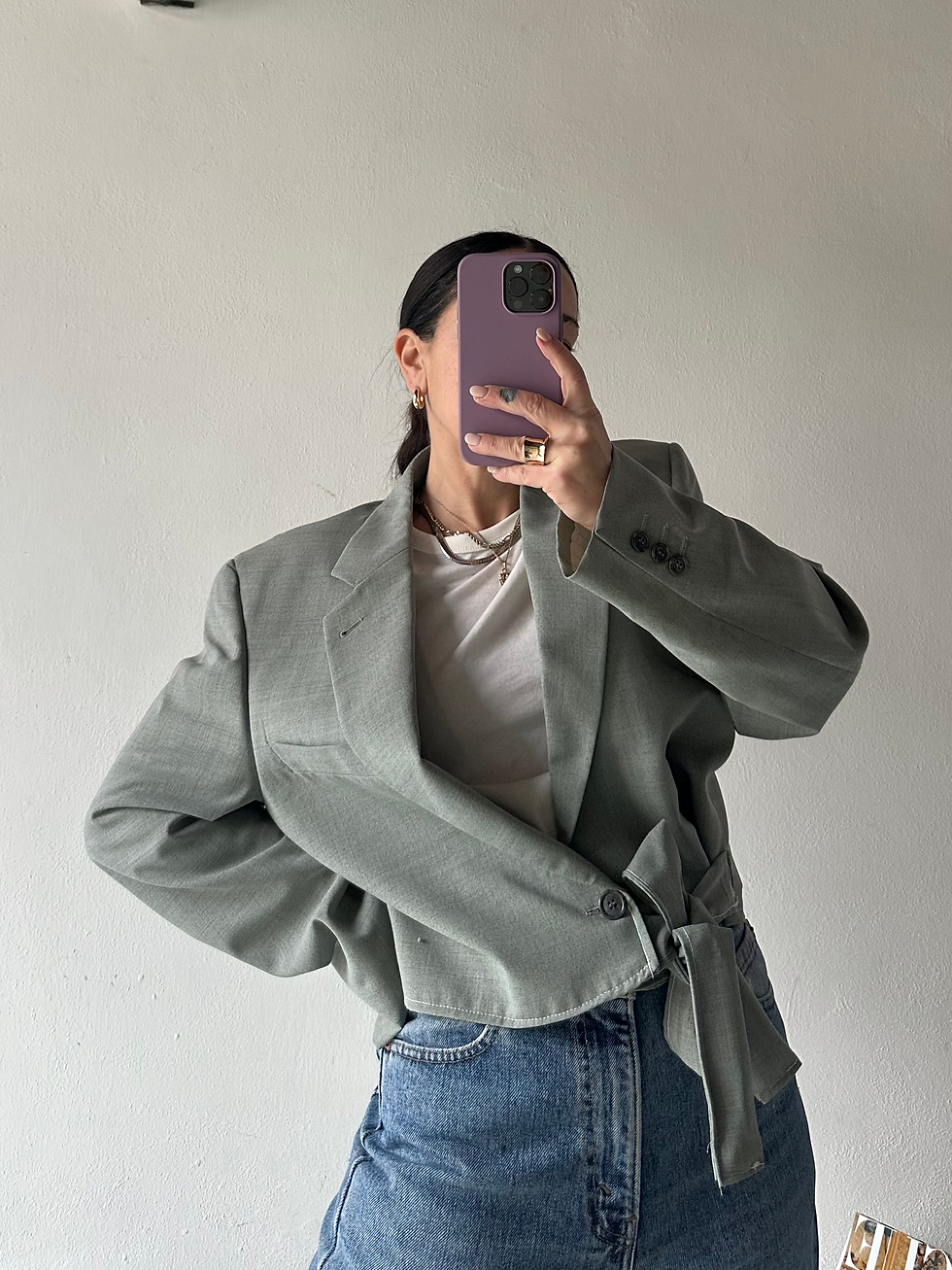 Miniatura: Sage green fiocco blazer