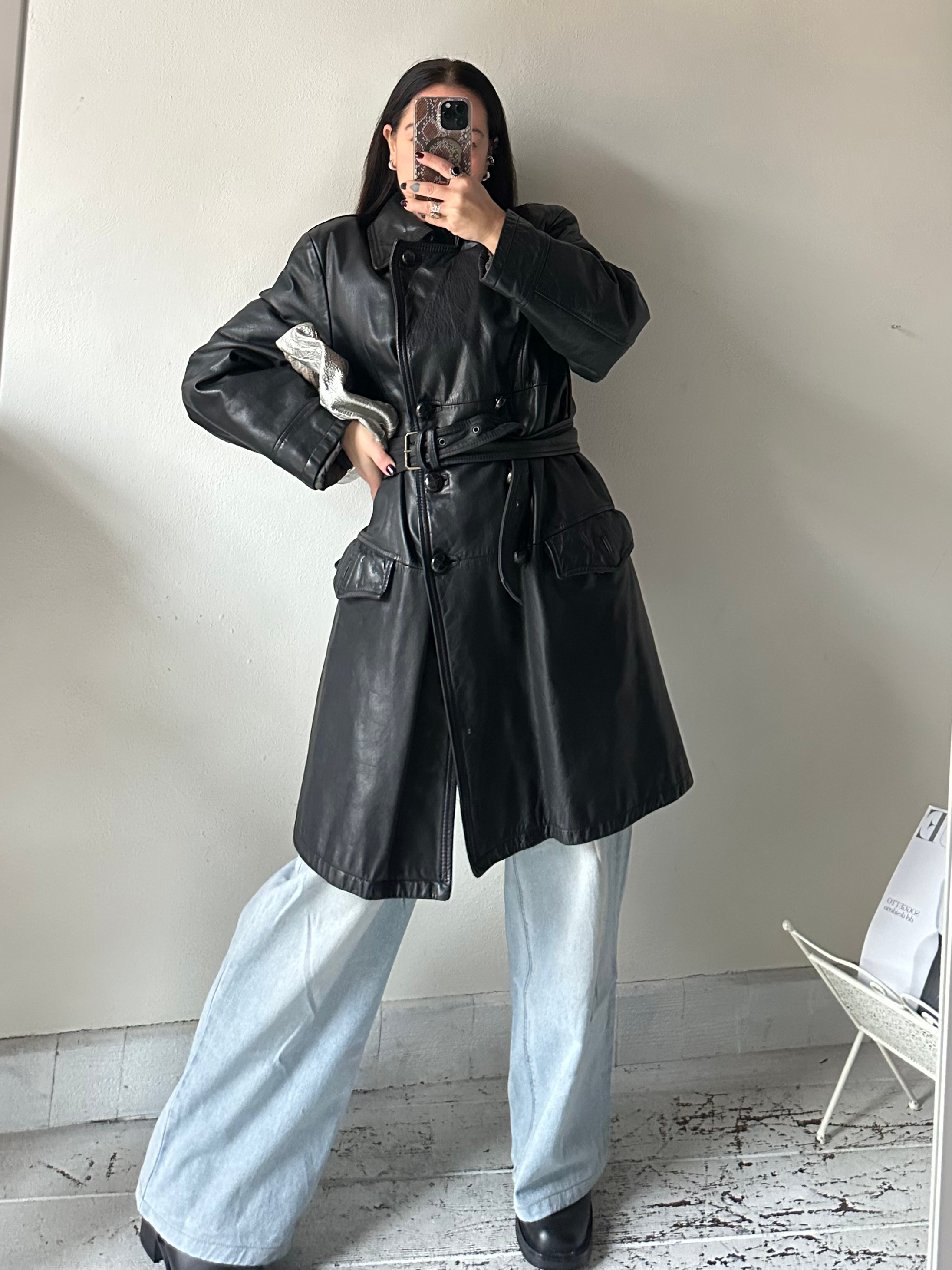 The leather midi trench 