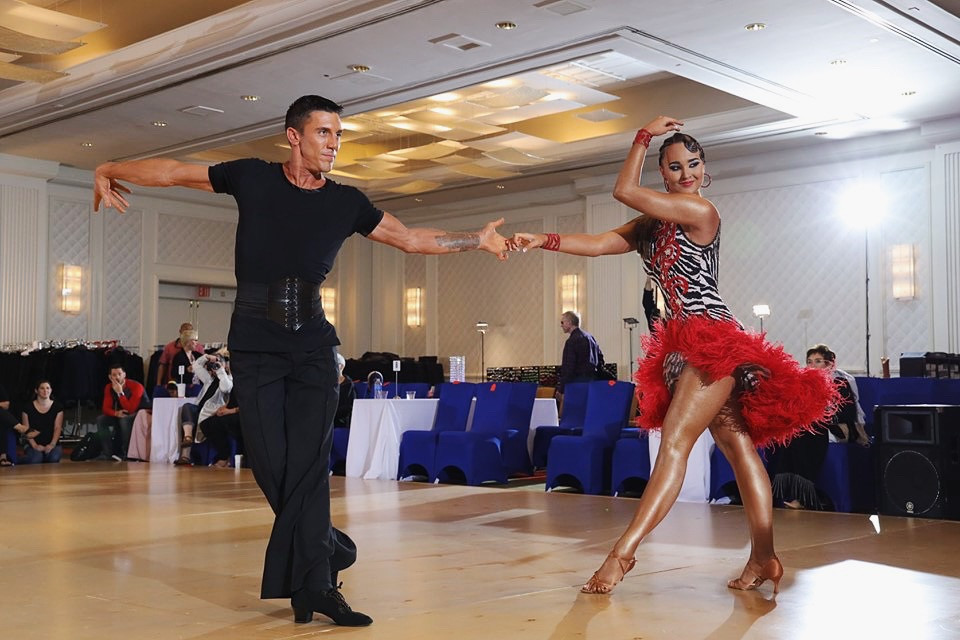 Lillian Nelson and her partner dancing Cha cha cha