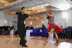 Lillian Nelson and her partner dancing Cha cha cha