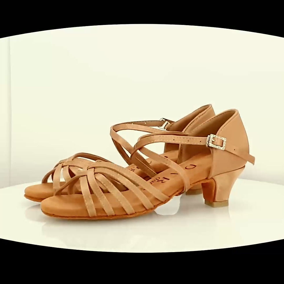 Thumbnail: Palmira Beige Girls with 4cm Junior heel | Latin Dance Shoes - 360-degree product video | Rotate View