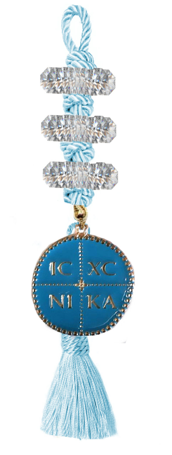 100.3233S - Γούρι 35cm Με Κρύσταλλα, Κωνσταντινάτο Και Φούντα