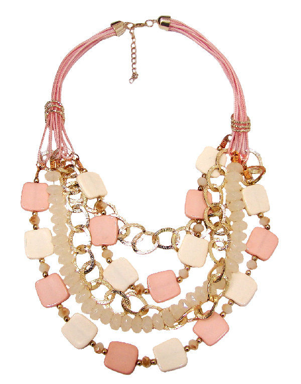 Χειροποίητο Κολιέ Με Χάντρες Ρητίνης Και Κρύσταλλα -HN.102