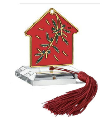 Χριστουγεννιάτικο Γούρι Σε Γυάλινη Βάση Σπιτάκι 6cm x 6cm - DE.4999R