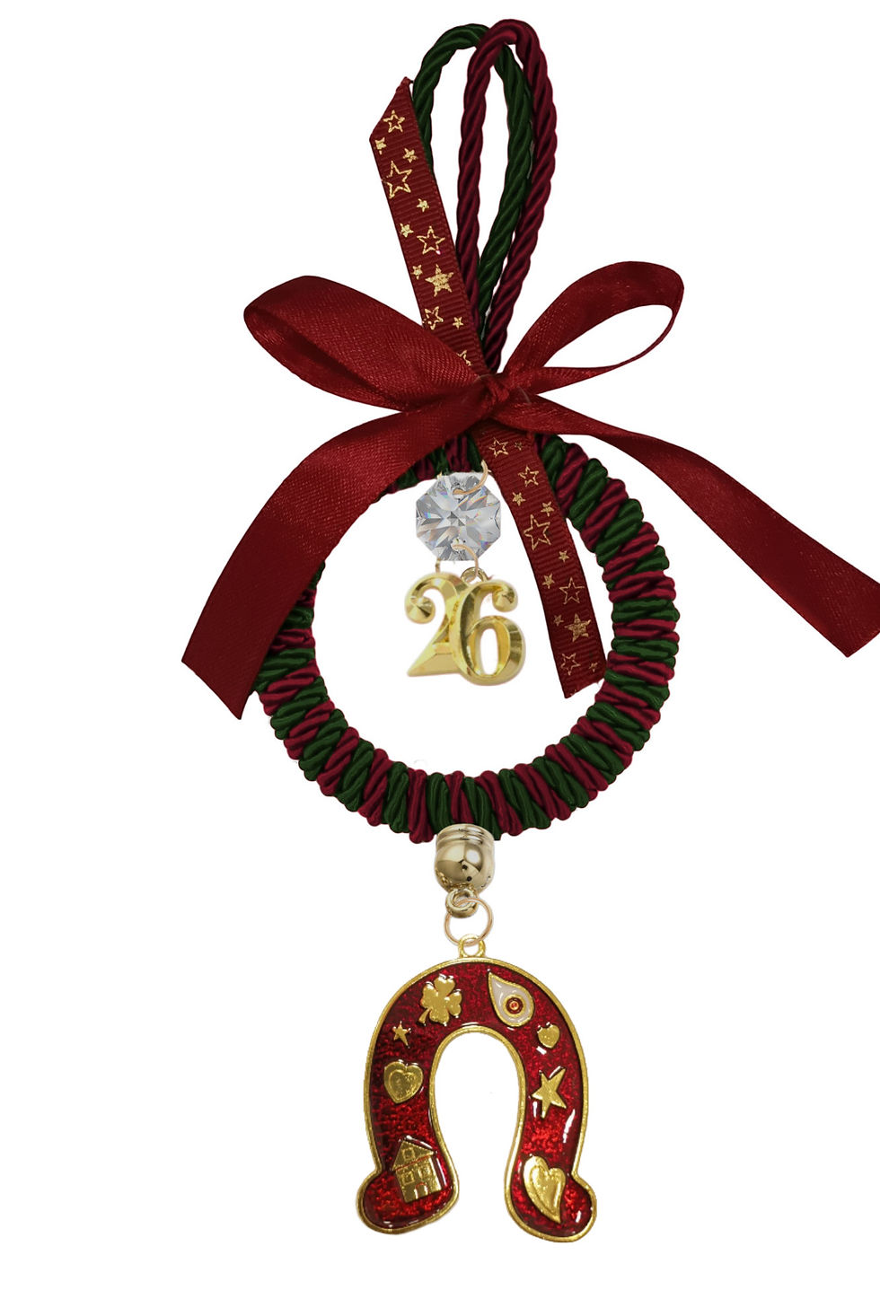 Γούρι Σε Κρίκο 7cm Με Τρίκλωνο, Πέταλο Και Χρονολογία - 052.3412