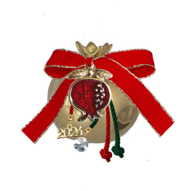 Μικρογραφία: 814.3248 - Κεραμικό Ρόδι 8cm Με Ρόδι, Κρύσταλλο Και Χρονολογία.