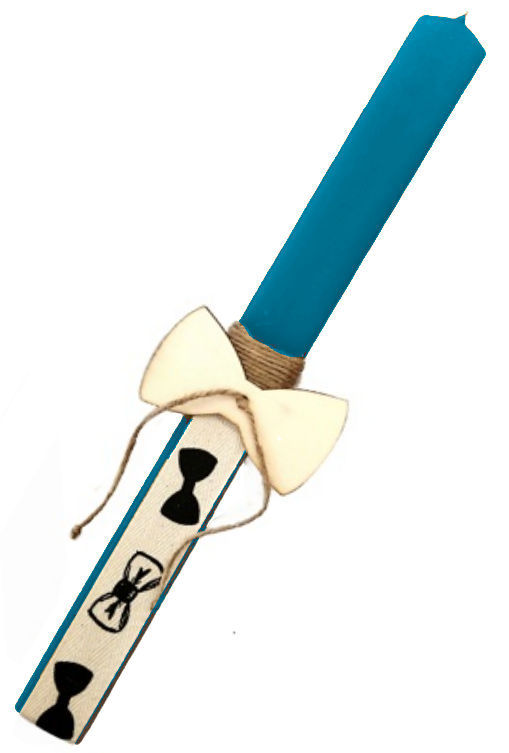 06.0014 - Λαμπάδα Πλακέ Σε Υφασμάτινη Θήκη Και Ξύλινο Παπιγιόν