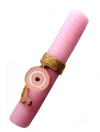 79.3108P - Λαμπάδα Στρογγυλή Σαγρέ Με Μάτι Σμάλτο  22cm