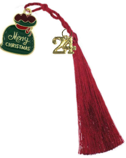 018.3670 - Γούρι 5cm Με Merry Christmas Σμάλτο Και Φούντα 4cm