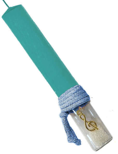 Μικρογραφία: 76.3154 - Λαμπάδα Στρογγυλή Με Γυάλινο Σωλήνα Και Μεταλλικό Μουσικό Κλειδί 33cm