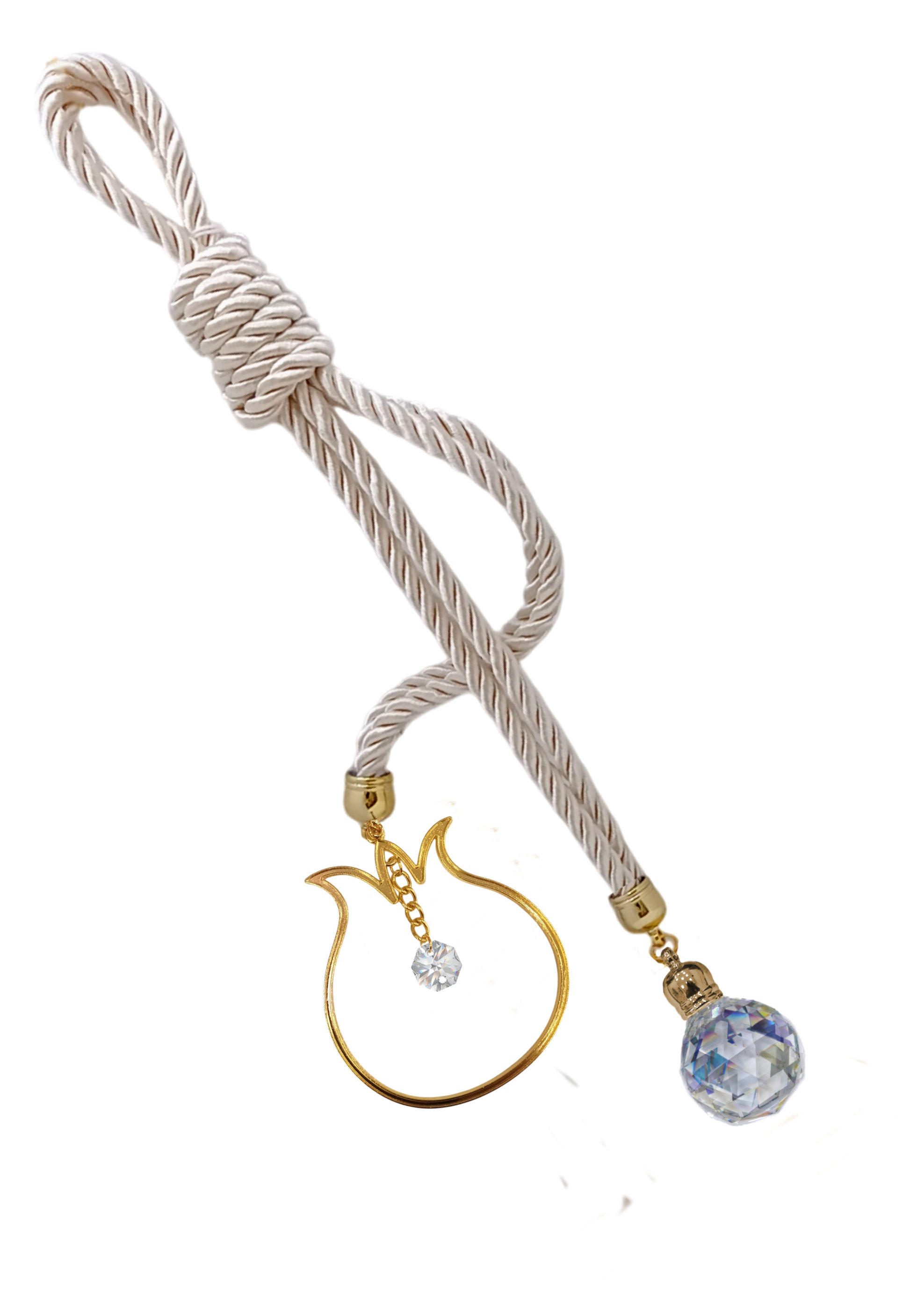 Γούρι Κορδόνι Με Κρύσταλλο Μπάλα 30mm Και Μεταλλικό Εξάρτημα - 040C.3677