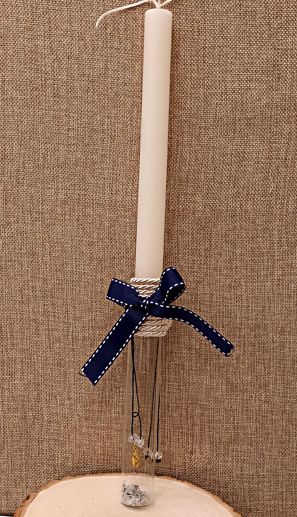 20.02.BOAT - Λαμπάδα Στρογγυλή Με Γυάλινο Σωλήνα Και Κόσμημα Λαιμού 33cm