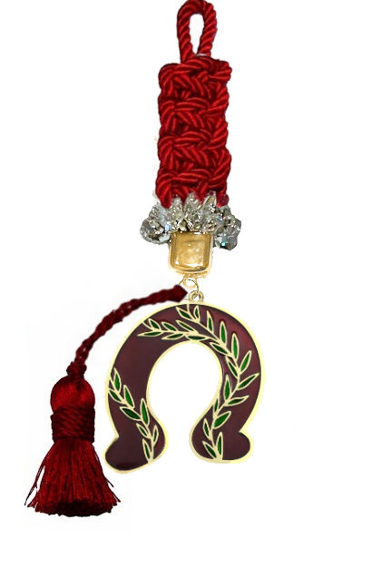 Μικρογραφία: Γούρι 30cm Σε Τρίκλωνο Κορδόνι Macrame, Πέταλο, Κρύσταλλα Και Φούντα - 151C.3258