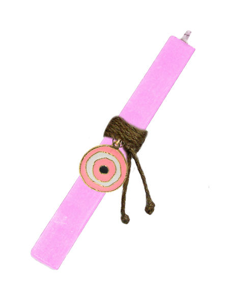 81.3108P - Λαμπάδα Τετράγωνη Σαγρέ Με Μάτι Σμάλτο 22cm