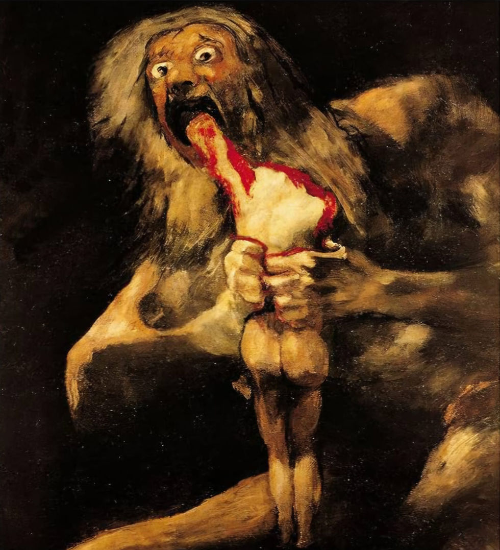 Representação da voracidade materna, pintada pintadas por Rubens (1577-1640) e Goya (1746-1828) na capa do Seminário 4, de Lacan.