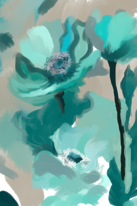 איור דיגטלי-פרחים בצבעי שמן מופשט