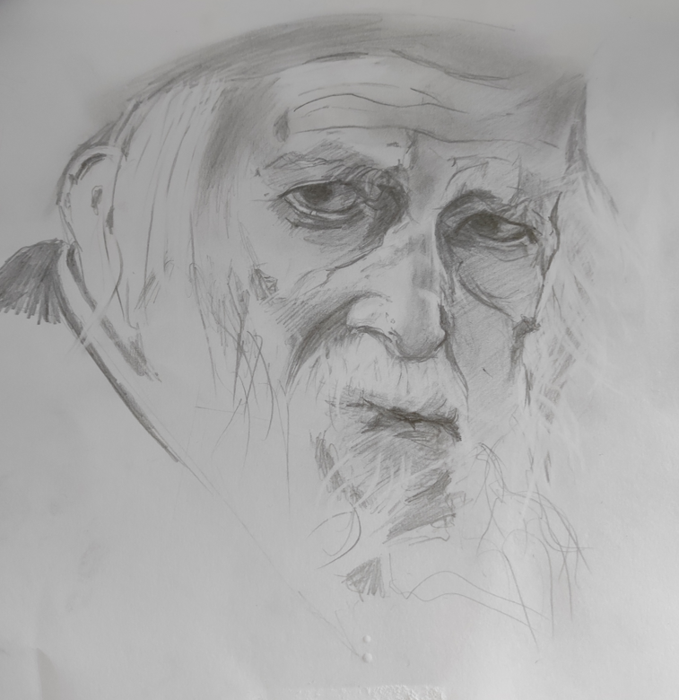 איור פנים אקדמאי של הרב קנייבסקי זצ,"ל