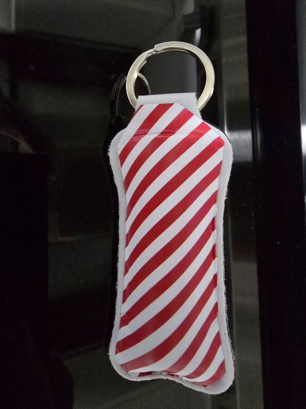 Candy Cane Kiss Chapstick Keychain Holder