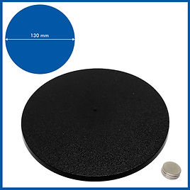 Size guide showing 130mm round base diameter