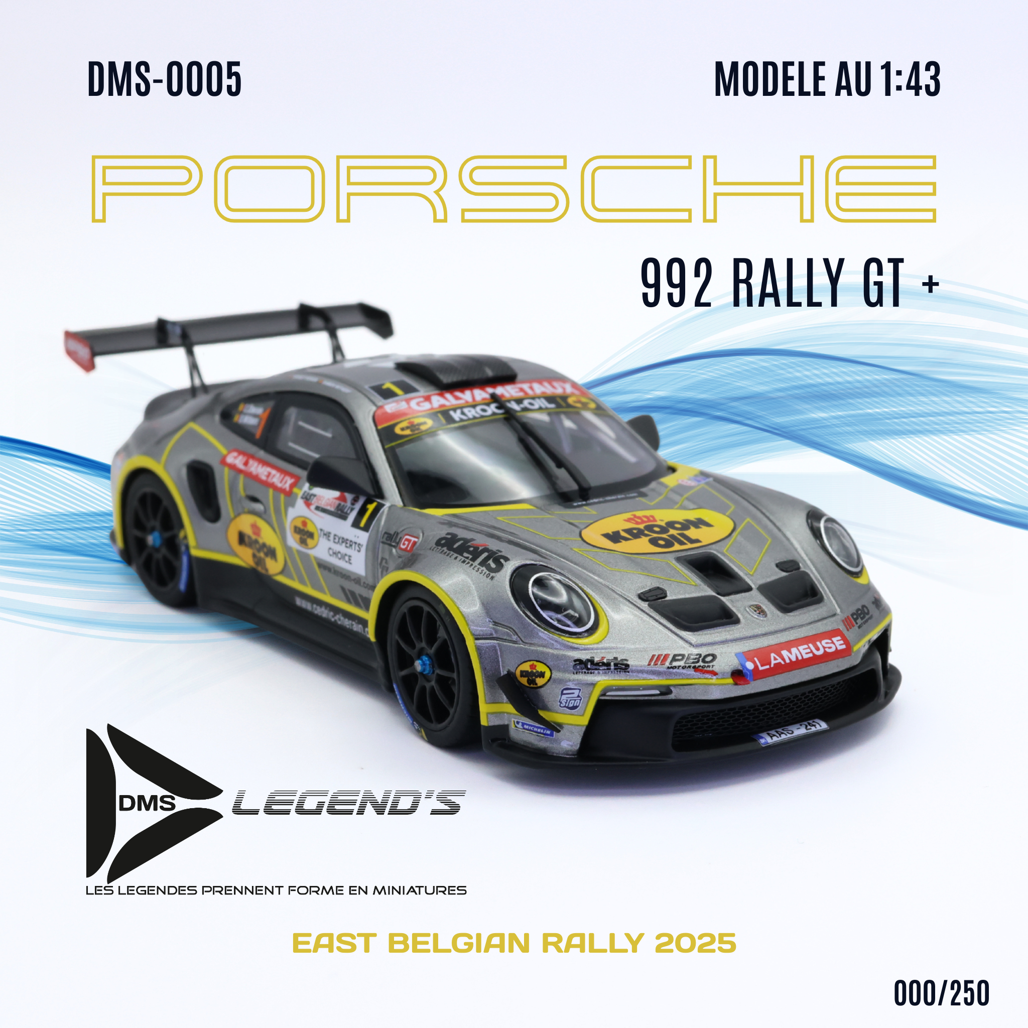 Miniature 1/43 PORSCHE 992 RALLY GT+ CHERAIN / WITHERS vue de côté
