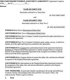 Assignment Agreement (Partnership) - No