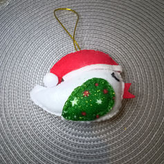 ADORNO DE PAJARTO DE FIELTRO Y PAÑO LENCI