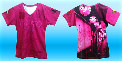all over print v-neck ladies tee, dye sublimation tee, no minimum quantity