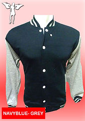 Digital Printing, Silkscreen Printing, Embroidery, Navy Blue Misty Grey Baseball Jacket, Navy Blue Misty Grey Fleece Varsity Jacket