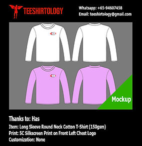 Screenprint of White and Purple Long Sleeve Cotton T-Shirts