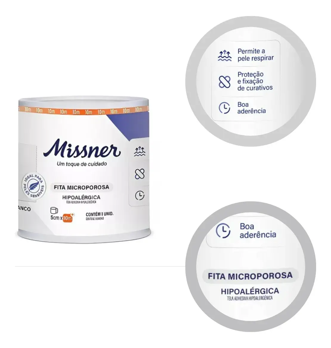 Fita microporosa branca 5cm X 10m Missner
