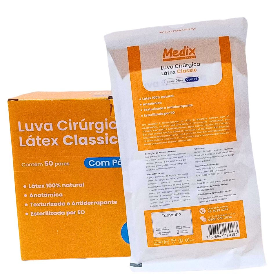 Luva de látex Esteril com pó Nº8,0
