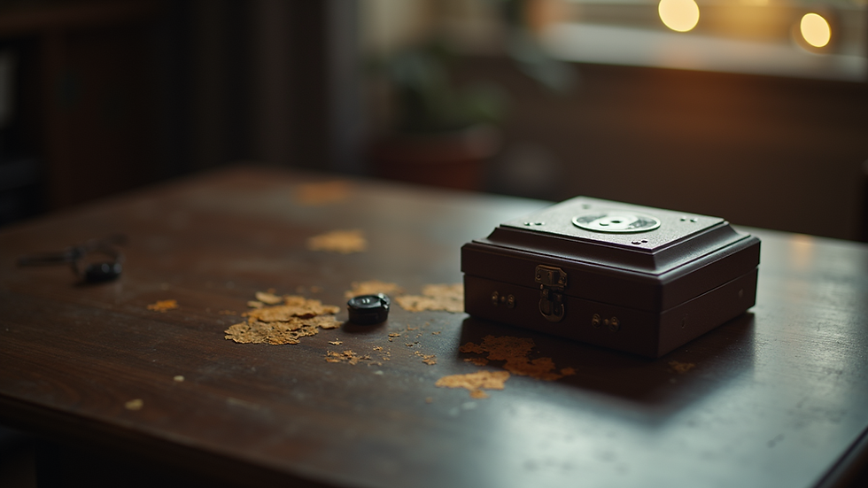 Eye-level view of a spirit box and motion sensor on a table