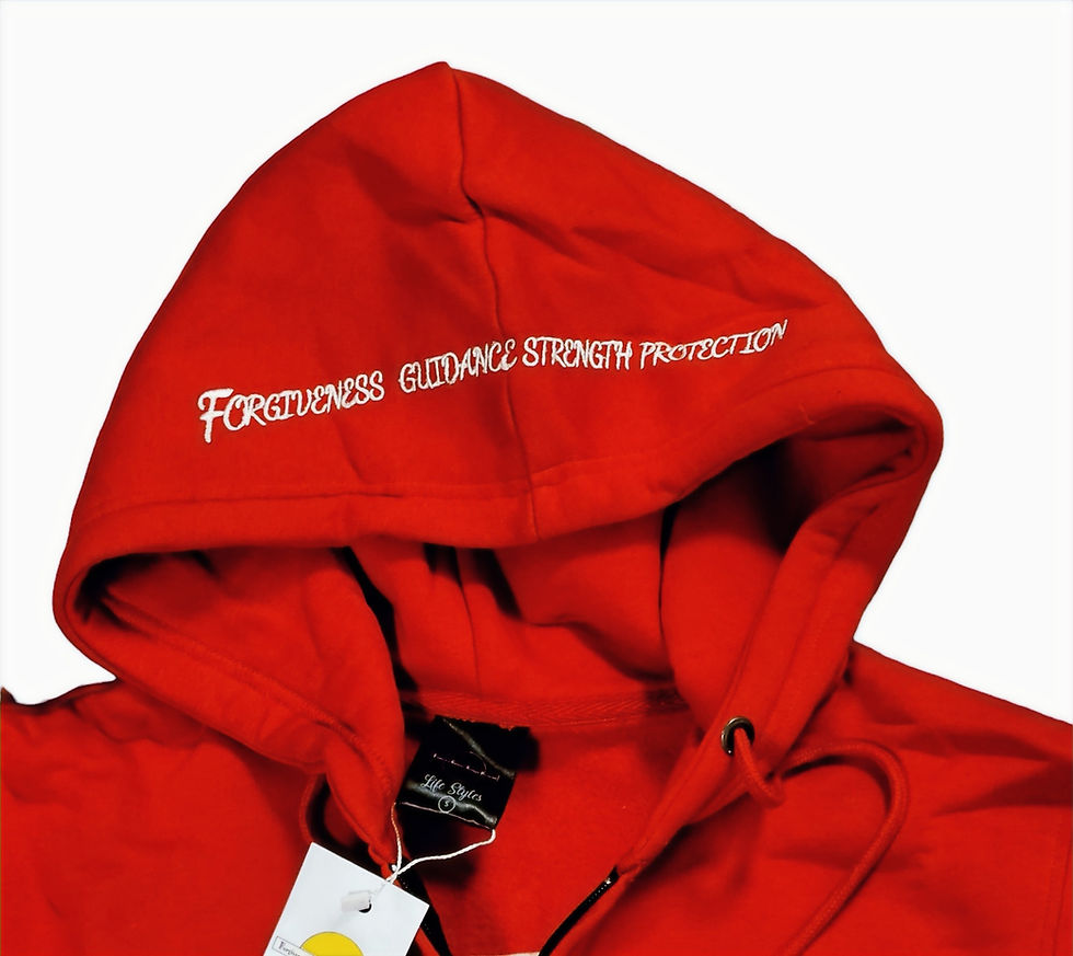 Thumbnail: Red and black MWTP Abundance zip up hoodie