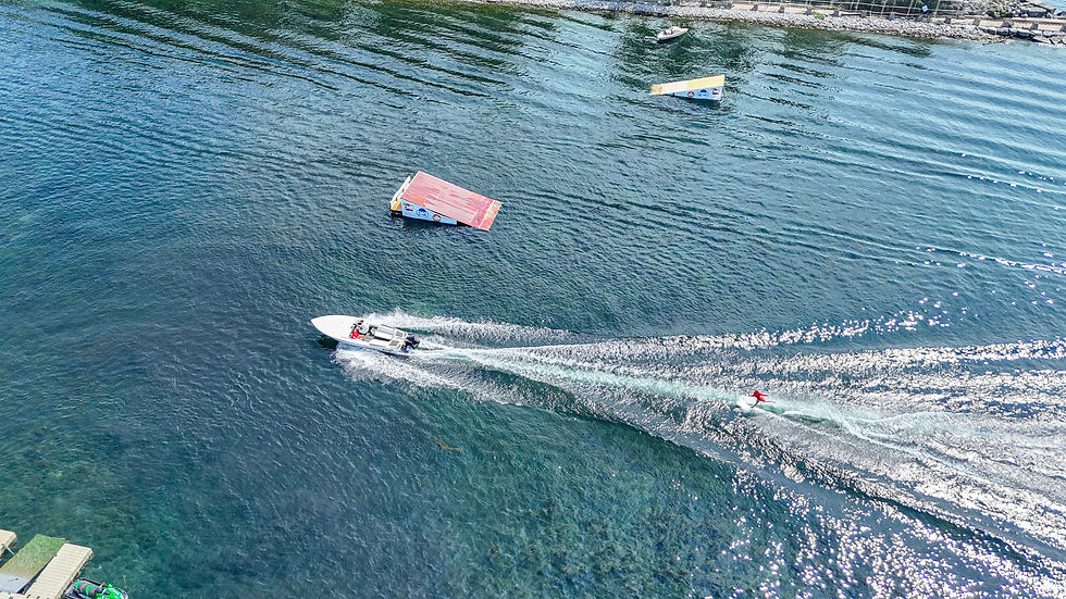 Water skiing aerial view