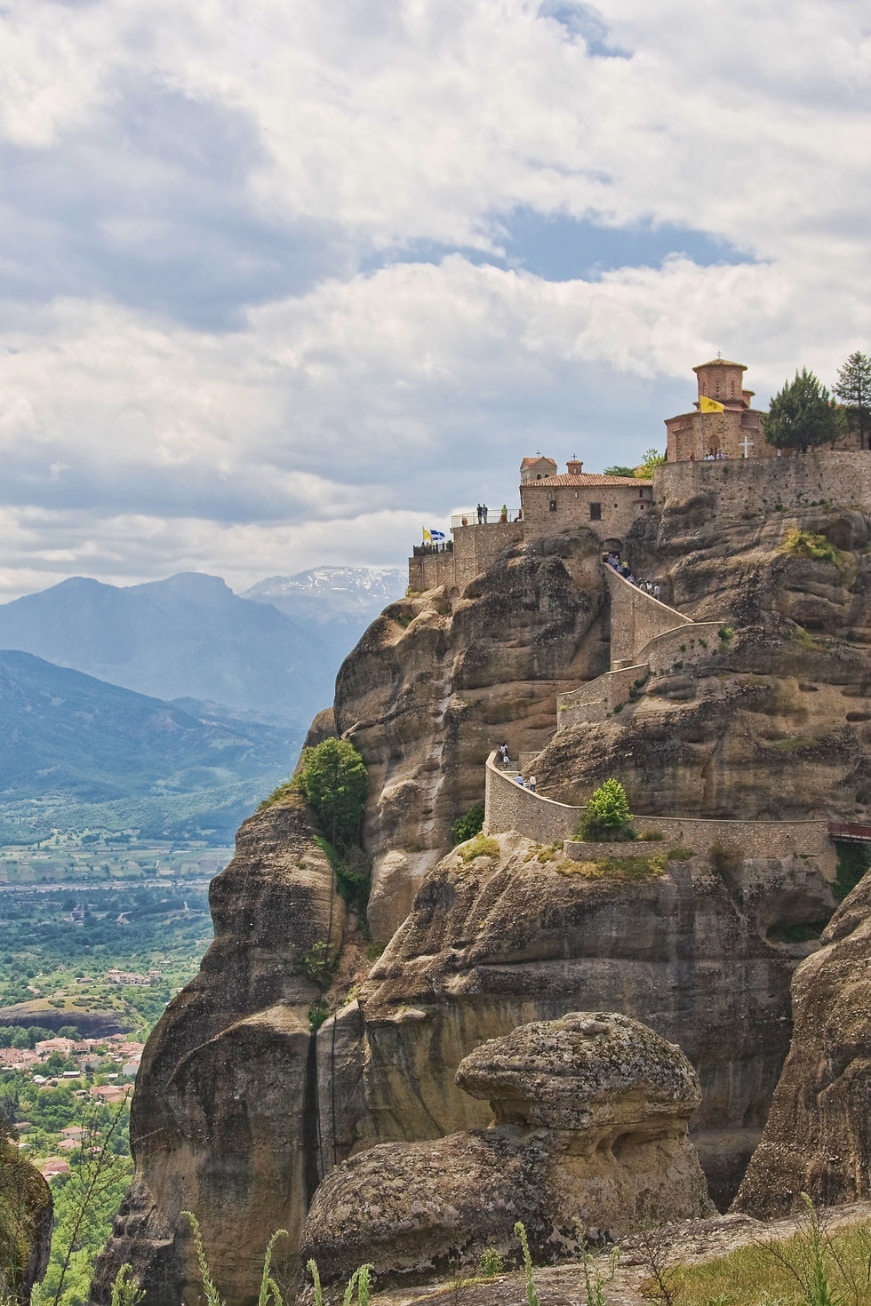 Meteora Monasteries with stairs in Kalambaka, Thessaly, Greece
