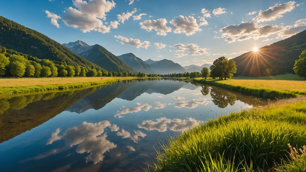 Wide angle view of a serene landscape symbolizing peace