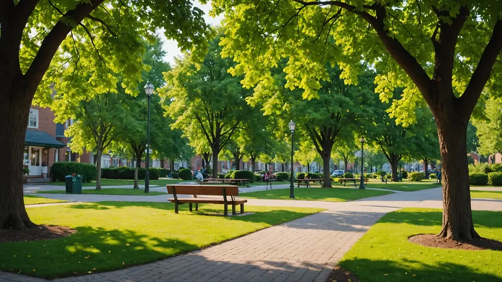 Close-up view of a cozy neighborhood park