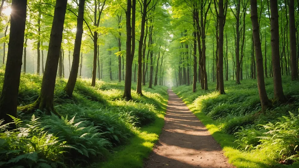 Close-up of a serene path through a forest