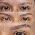 Before and after nanoblading on light brows with added definition