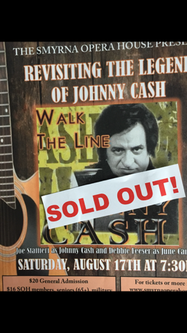 a man with a word sold out on it