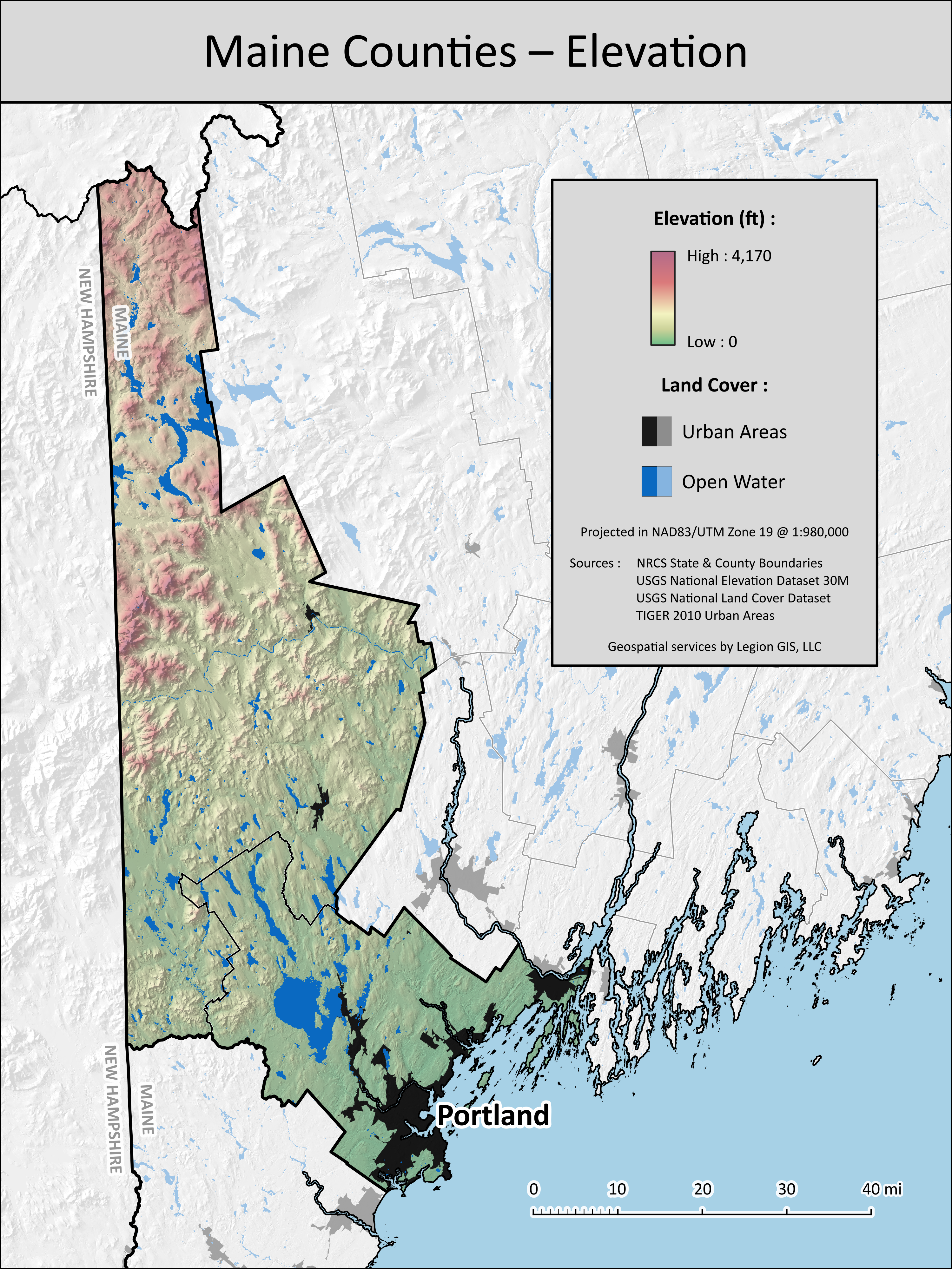 Maine counties elevation